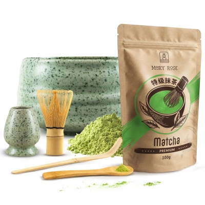 Sæt til brygning af matcha-te: matcha 100g + tilbehør