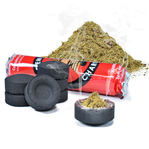 Sæt med palo santo premium-spåner, røgelsesbrænder og røgelseskul