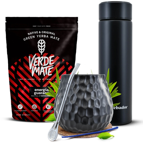 Yerba Mate Sæt Verde Mate 400g 0,4kg Termokande LED