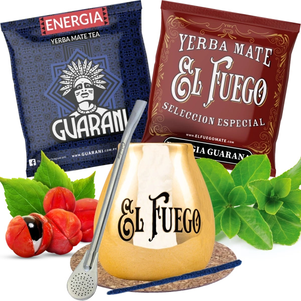 Sæt Yerba Mate Guarana BIG Tykva Bombilla stærk