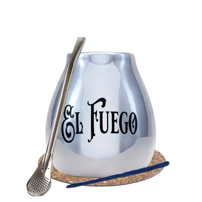 Yerba Mate BIG kalabas sølv bombilla El Fuego