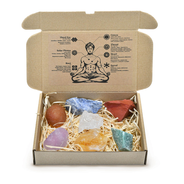Sæt af natursten og krystaller - esoterik, yoga, meditation