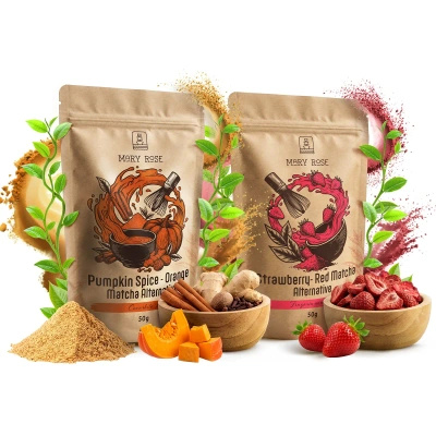 Sæt med farverige matchaer: Red Matcha + Orange Matcha