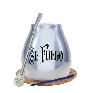 Yerba Mate BIG kalabas bombilla sølv El Fuego