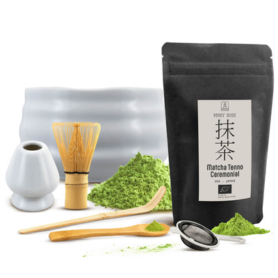 Ceremonielt sæt til brygning af matcha-te: japansk økologisk matcha 30g + tilbehør