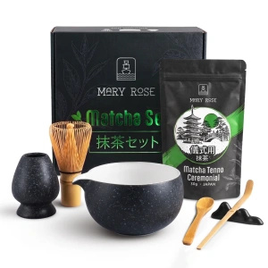 Gavesæt: japansk ceremoniel matcha + matchawan + bambustilbehør