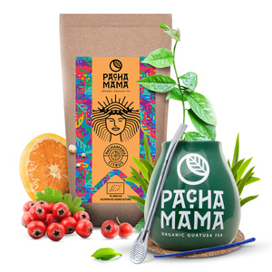 Sæt Guayusa Pachamama Citrus 100g + Kalabas + Bombilla