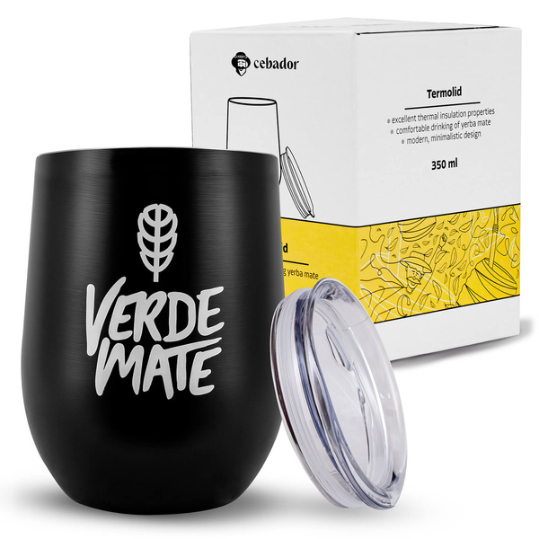 TermoLid – termokop til yerba mate med låg – Verde Mate (sort) – 350 ml