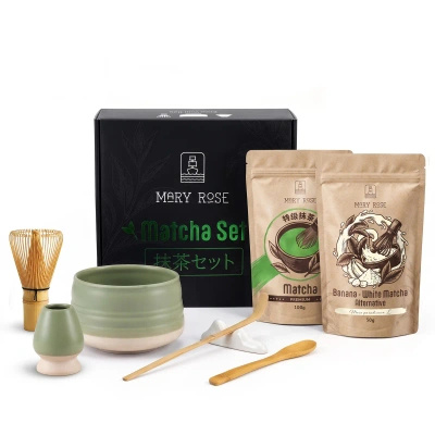 Gavesæt til farverig Matcha Latte: Matcha + White Matcha + tilbehør