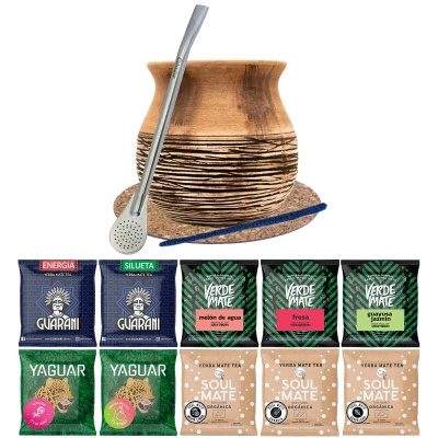 Sæt Mate Cup Gourd Yerba Verde Mate Grøn 10x50