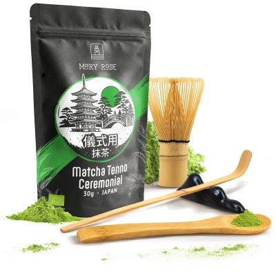 Ceremonielt sæt til brygning af matcha-te: japansk økologisk matcha 30g + tilbehør