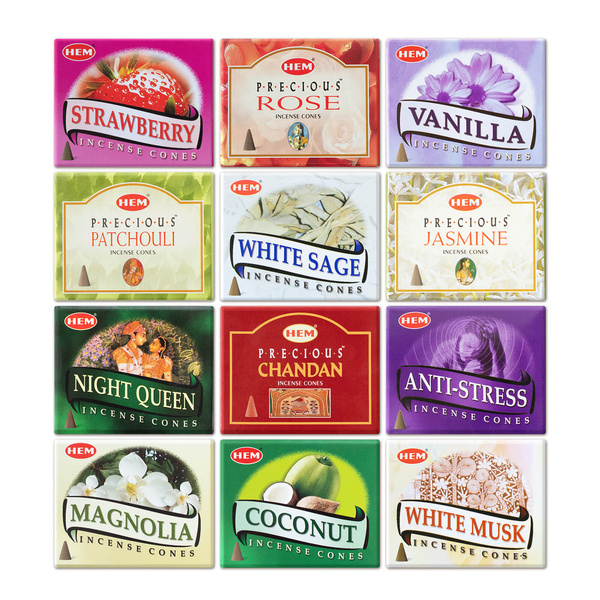 HEM Røgelseskegler – mix af 12 dufte