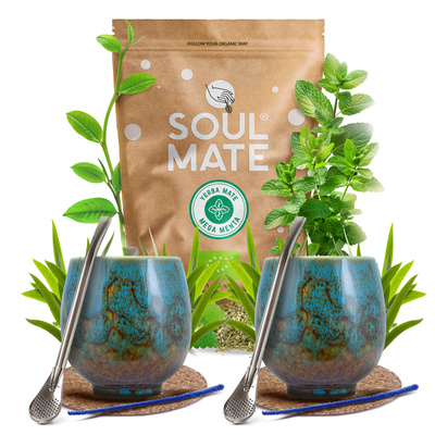 Yerba Mate Sæt Soul Mate 500g 0,5kg 2x Kalabas + 2x Bombilla