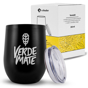 TermoLid – termokop til yerba mate med låg – Verde Mate (sort) – 350 ml