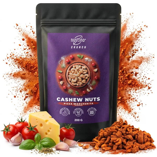 Nustino Crunch – Ristede cashewnødder – Pizza Margherita Flavour 200 g