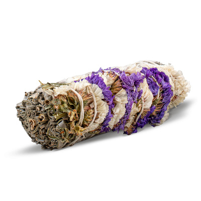 Hvid Salvie med lilla og hvid sinuata - Røgelse 20-30g (bundt)