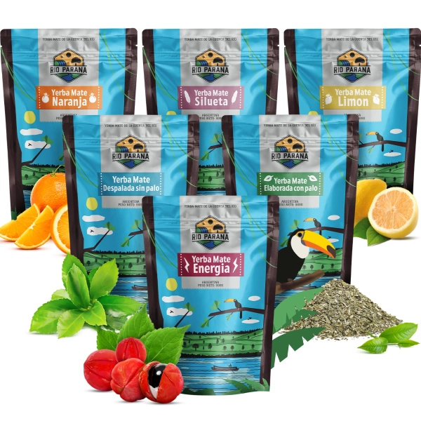 Sæt med Yerba Mate Rio Parana forskellige typer 6x500g
