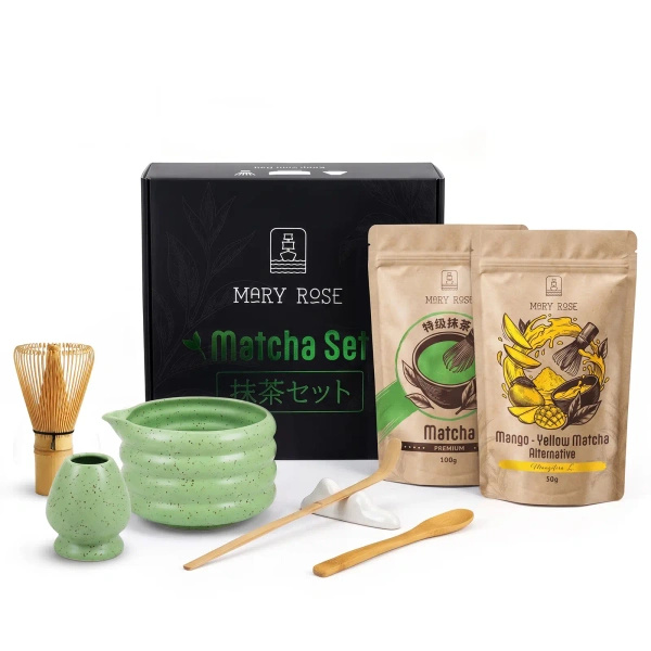 Gavesæt til farverig Matcha Latte: Matcha + Yellow Matcha + tilbehør