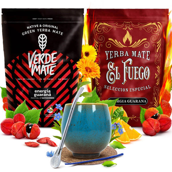 Yerba Mate sæt Verde Mate El Fuego Energia 2x500g + tilbehør