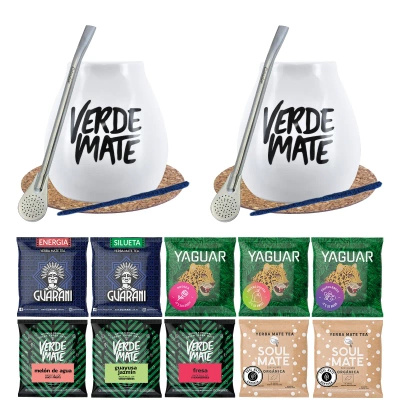 Sæt Yerba Mate Grøn 10x50g Mate Gourd x2 500g