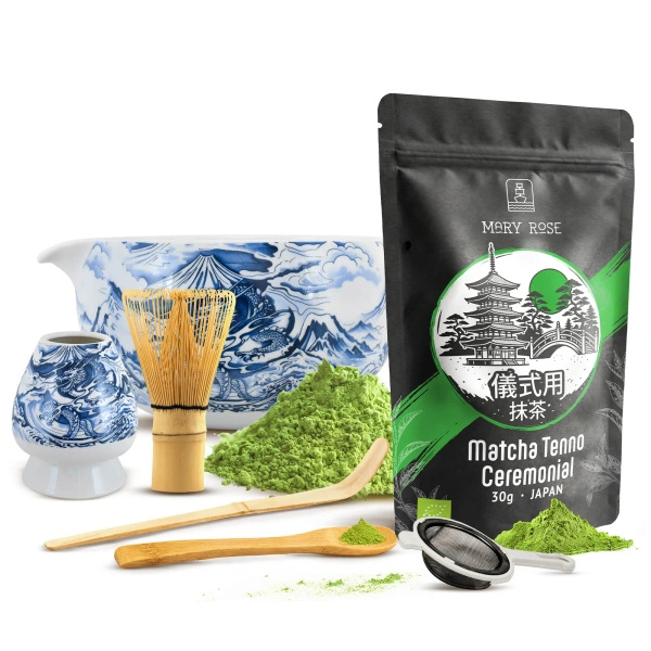 Ceremonielt sæt til brygning af matcha-te: japansk økologisk matcha 30g + tilbehør