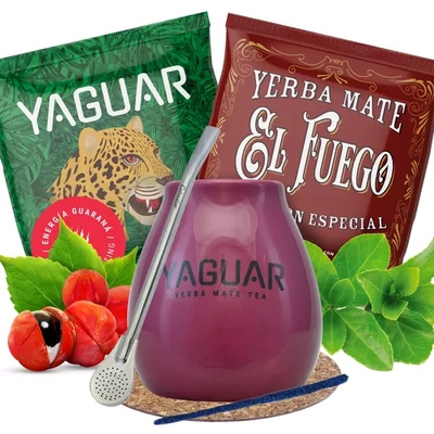 Yerba mate-sæt Kalabas Bombilla + 2x50g