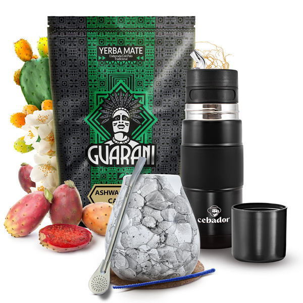 Yerba Mate Sæt Guarani Ashwagandha 500g 0,5kg Yerbomos + Kalabas + Bombilla