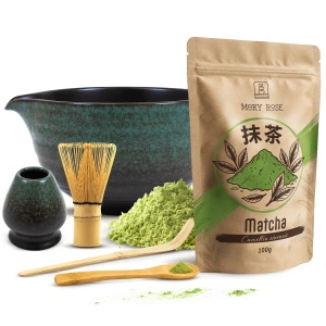 Sæt til brygning af matcha-te: matcha 100g + tilbehør