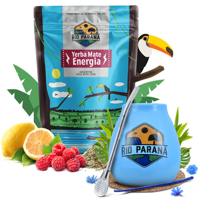 Yerba Mate sæt Rio Parana Energia 500g Kalabas + Bombilla