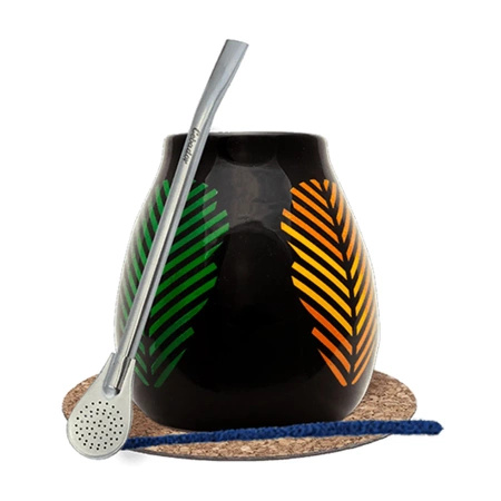 Sæt med farverig græskar + bombilla 19 cm Yerba Mate