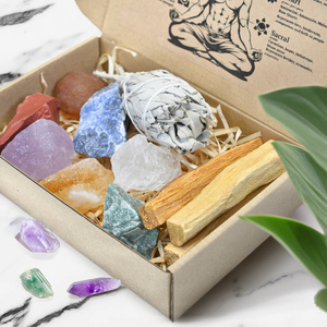 Sæt af natursten, krystaller og røgelser - esoterik, yoga, meditation