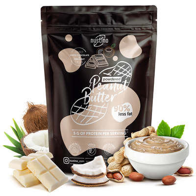 Nustino – Jordnøddesmør i pulverform – White Chocolate & Coconut (uden tilsat sukker) 400 g