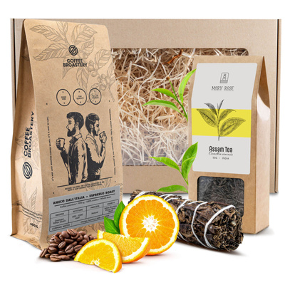 Gavesæt Kaffe Coffee Broastery + Te + Sort Salvie Røgelse