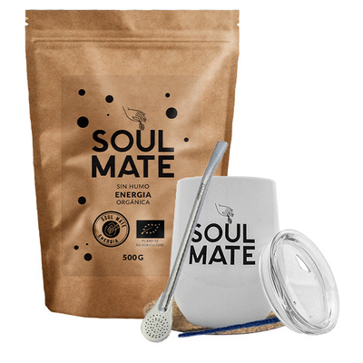 Yerba Mate Sæt: Soul Mate Energia 500g + TermoLid + Bombilla