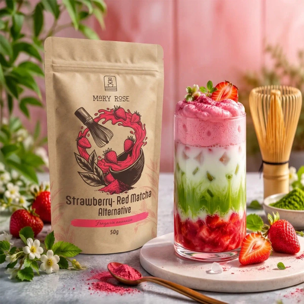 Mary Rose – Red Matcha Alternative – Jordbær (pulver) 50 g