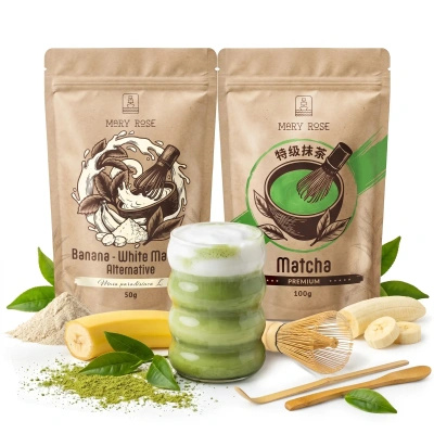 Sæt til farverig Matcha Latte: Matcha + White Matcha + tilbehør