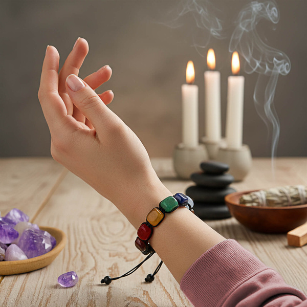 Armbånd "Syv Chakraer" – på snor