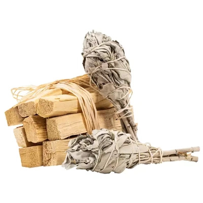 2 x pakke med hvid salvie + Palo Santo 100 g sæt