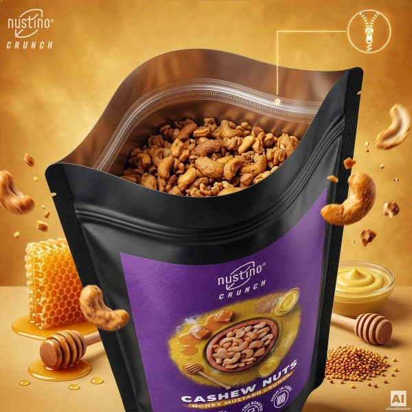 Nustino Crunch – Ristede cashewnødder – Honey Mustard Crunch 100 g