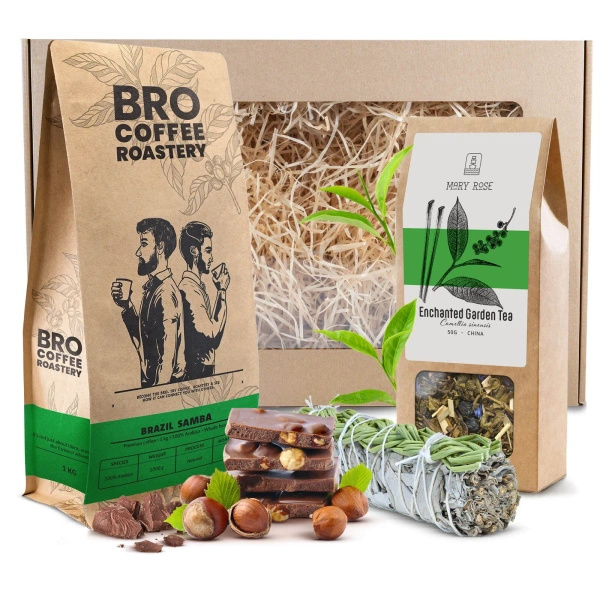 Gavesæt Kaffe Bro Coffee Roastery + Te + Hvid Salvie Røgelse