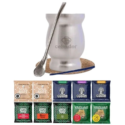 Yerba Mate-sæt 10x50g TermoLid Cebador 500g