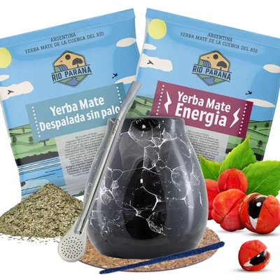 Sæt med Tilbehør til Yerba Mate Kalabas + Bombilla