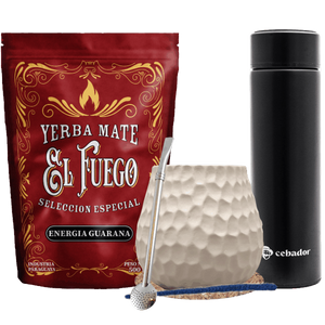 Yerba Mate-sæt: El Fuego 500g + Termokande LED + Kalabas + Bombilla