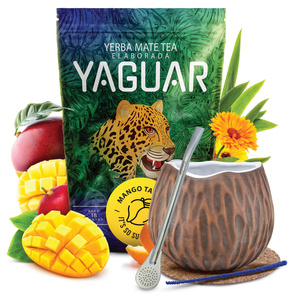 Yerba Mate Sæt Yaguar 500g 0,5kg Kalabas + Bombilla