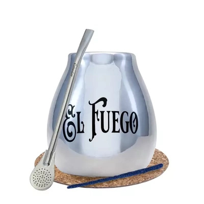 Yerba Mate BIG kalabas bombilla sølv El Fuego