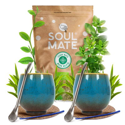 Yerba Mate Sæt Soul Mate 500g 0,5kg 2x Kalabas + 2x Bombilla