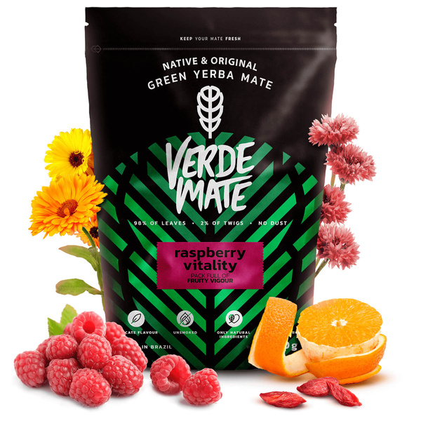 Yerba Mate sæt Verde Mate Raspberry 500g Kalabas + Bombilla