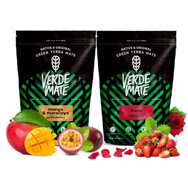 Yerba Verde Mate Mango Passionsfrugt Jordbær 2x500g