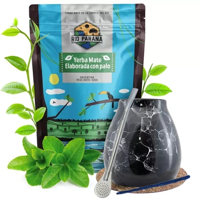 Yerba Mate Sæt Rio Parana Kalabas Bombilla 500g