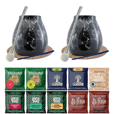 Yerba Mate Sæt 10x50 2x Kalabas + 2x Bombilla